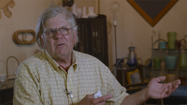 Artist Harry Anderson being interviewed by Invisible City: Philadelphia and the Vernacular Avant-garde curator Sid Sachs