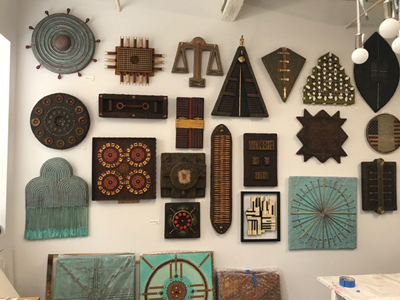 Studio view of dumpster diver Carol Coles work