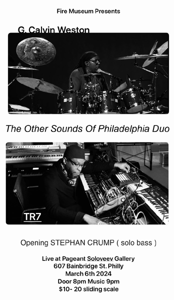 Invitation for G. Calvin Weston and TR7 live at Pageant Soloveev Gallery